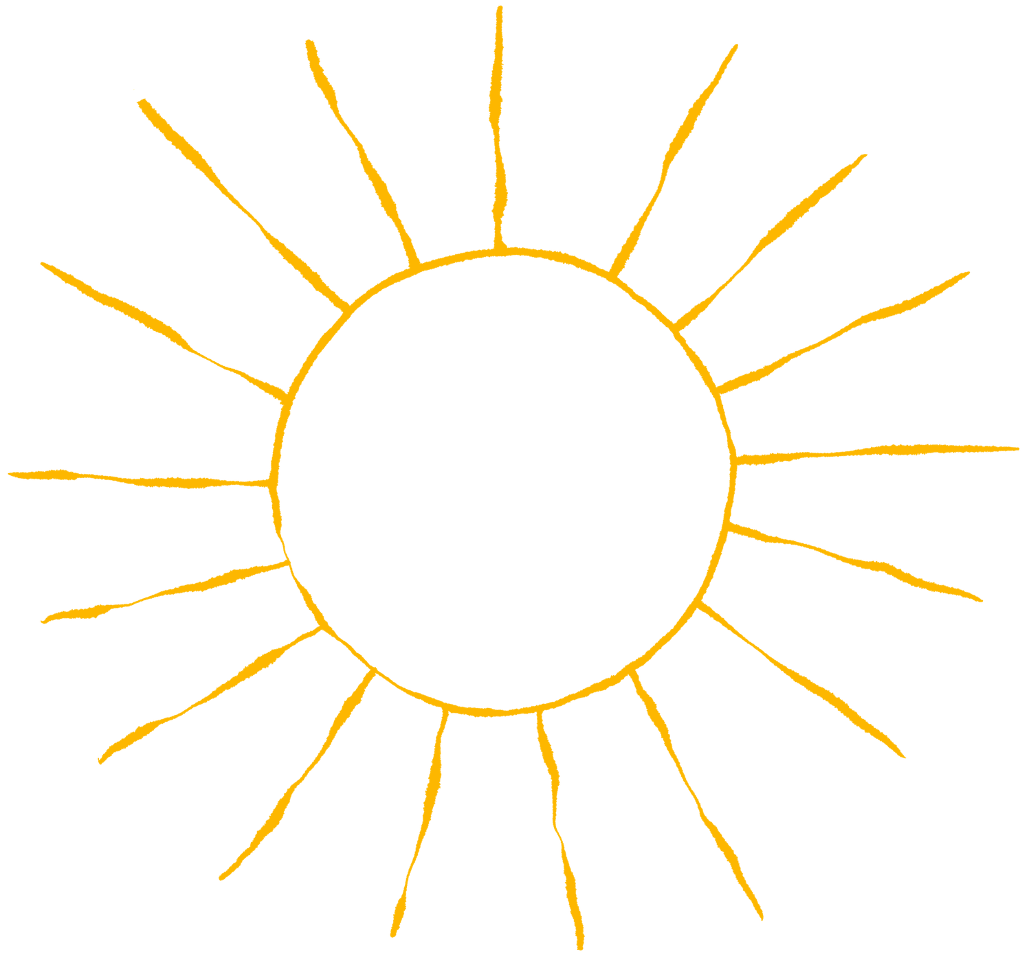 drawn outline of a yellow sun
